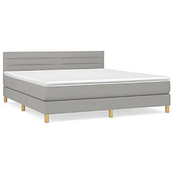 vidaXL Sommier à lattes de lit avec matelas Gris clair 180x200cm Tissu