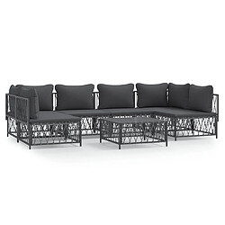 Maison Chic Salon de jardin 7 pcs + coussins - Mobilier/Meubles de jardin - Table et chaises d'extérieur anthracite acier -MN31446