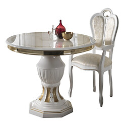 Dansmamaison Table de repas ronde 110 cm avec allonge - ADELE