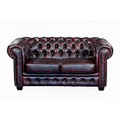 Acheter Vente-Unique Canapés chesterfield 3 places 2 places et un fauteuil BRENTON 100% cuir de buffle - Bordeaux