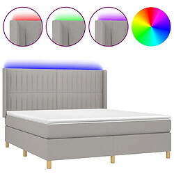 vidaXL Sommier à lattes de lit matelas LED Gris clair 160x200 cm Tissu