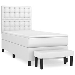 vidaXL Sommier à lattes de lit avec matelas Blanc 80x200 cm Similicuir