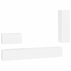 vidaXL Ensemble de meubles TV 4 pcs Blanc Bois d'ingénierie