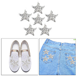 6 Pièces Strass étoiles Patchs Fer Sur Coudre Sur Patch Appliques Argent pas cher