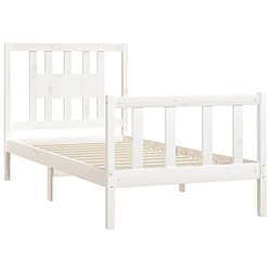 Acheter Maison Chic Lit adulte - Cadre Structure de lit avec tête de lit Contemporain blanc bois de pin massif 90x200cm -MN60375