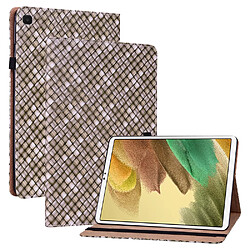 Etui en PU texture tissée multicolore avec support et porte-cartes marron pour votre Samsung Galaxy Tab A7 Lite 8.7-pouces SM-T220/SM-T225