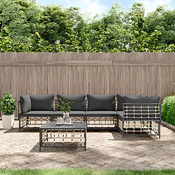 Maison Chic Salon de jardin 6 pcs + coussins - Mobilier/Meubles de jardin - Table et chaises d'extérieur anthracite résine tressée -MN70143