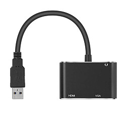 Avis Avizar Adaptateur Hub USB vers HDMI VGA Femelle Entrée Jack 3.5mm Full HD 1080P Noir