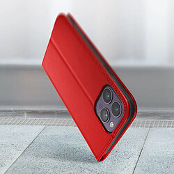 Avizar Housse iPhone 14 Pro Max Cuir Véritable Clapet Porte-carte Support Vidéo rouge pas cher