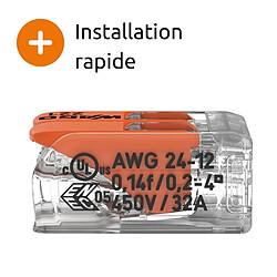 Acheter Lot de 10 bornes de raccordement S221 Compact - Connexion rapide - 2 conducteurs avec leviers 4mm² - orange - Wago