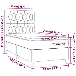 Acheter vidaXL Sommier à lattes de lit et matelas et LED Bleu foncé 90x200 cm