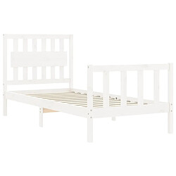 Maison Chic Lit adulte - Cadre Structure de lit avec tête de lit Contemporain blanc simple bois massif -MN78994 pas cher