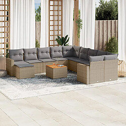 vidaXL Salon de jardin et coussins 12 pcs mélange beige résine tressée