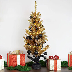 Sapin de Noël, or, décoratif, sapin de Noël décoratif avec toile de jute, 90 cm pas cher