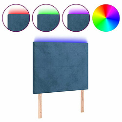 Maison Chic Tête de lit scandinave à LED,meuble de chambre Bleu foncé 80x5x118/128 cm Velours -MN69073