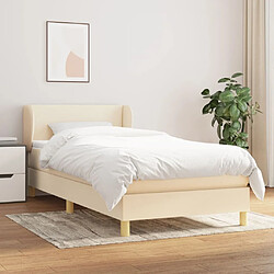 Maison Chic Structures de lit + matelas,Lit à sommier tapissier avec matelas Crème 80x200 cm Tissu -MN47700