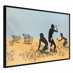 Paris Prix Affiche Murale Encadrée Banksy Trolley Hunters 30 x 20 cm Noir