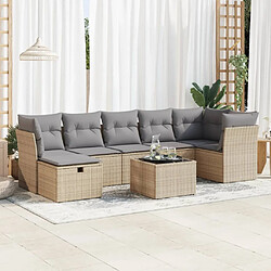 vidaXL Salon de jardin avec coussins 8 pcs beige résine tressée