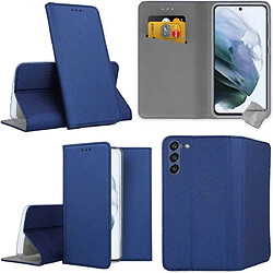 Htdmobiles Housse etui portefeuille avec coque intérieure en silicone pour Samsung Galaxy S21 FE 5G + verre trempe - BLEU MAGNET