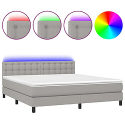 vidaXL Sommier à lattes de lit matelas LED Gris clair 160x200 cm Tissu