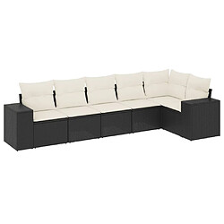 vidaXL Salon de jardin 6 pcs avec coussins noir résine tressée