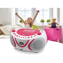 Metronic mini chaine hifi Radio Lecteur CD MP3 USB rose blanc