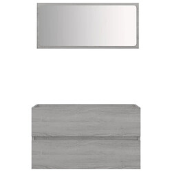 Maison Chic Ensemble de 2 meubles de salle de bain,Armoire rangement + miroir Sonoma gris -MN58005