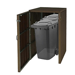 Decoshop26 Abris poubelles verrouillables pour une ou deux poubelles 80 à 240 litres en WPC marron 04_0008249