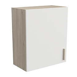 Dansmamaison Meuble haut de cuisine 1 porte 60 cm Blanc/Chêne - ABINCI