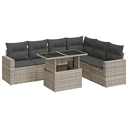 vidaXL Salon de jardin avec coussins 7 pcs gris clair résine tressée