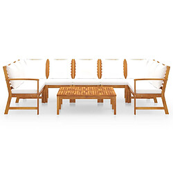 Avis Maison Chic Salon de jardin 9 pcs - Table et chaises d'extérieur - Mobilier/Meubles de jardin Moderne avec coussin Crème Bois d'acacia solide -MN96258