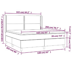 vidaXL Sommier à lattes de lit matelas LED Gris foncé 160x200 cm Tissu pas cher