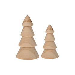 Mobili Rebecca Ensemble De 2 Petits Sapins De Noël En Bois Naturel Marron Décorations De Noël Idée Cadeau