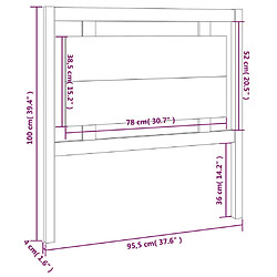 vidaXL Tête de lit Noir 95,5x4x100 cm Bois massif de pin pas cher