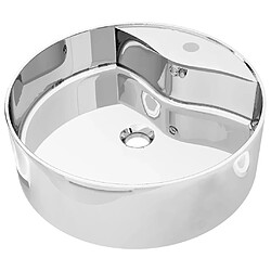 vidaXL Lavabo avec trop-plein 46,5 x 15,5 cm Céramique Argenté