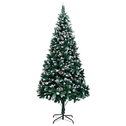 vidaXL Sapin de Noël avec pommes de pin et neige blanche 210 cm