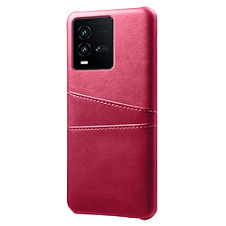 Coque en TPU + PU anti-rayures avec deux porte-cartes pour votre Vivo iQOO 10 5G - rose