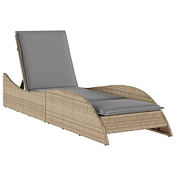 Maison Chic Chaise longue avec coussin - Transat beige 60x205x73 cm résine tressée