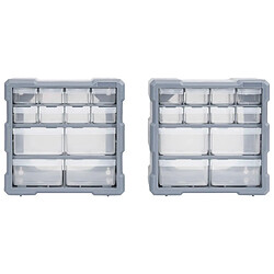 vidaXL Organisateurs multi-tiroirs avec 12 tiroirs 2 pcs 26,5x16x26 cm