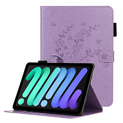 Etui en PU motif fleur de prunier violet pour votre iPad mini (2021)