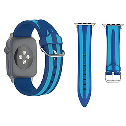 Wewoo Bracelet bleu pour Apple Watch Série 3 & 2 & 1 42mm Mode Double Stripes Silicone de montre