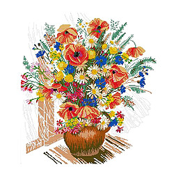 Kit de point de croix vase à fleurs bricolage fait à la main estampé 48x52cm 14CT pas cher