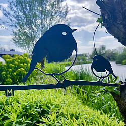 Acheter Metalbird Oiseaux sur pique couple de rouge-gorge en acier corten.