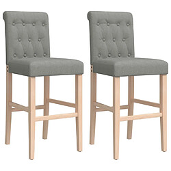 vidaXL Chaises de bar lot de 2 bois massif d'hévéa et tissu