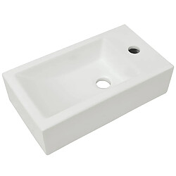 vidaXL Vasque + trou de robinet Céramique Blanc 46 x 25,5 x 12 cm