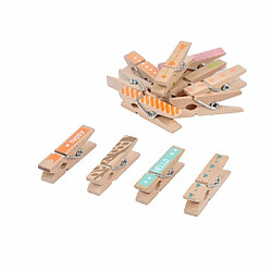 Paris Prix Lot de 12 Pinces en Bois Motif 3cm Multicolore