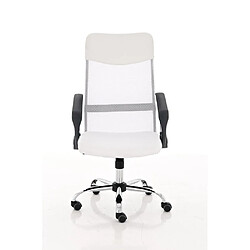 Decoshop26 Fauteuil chaise de bureau en maille blanc avec 5 roulettes BUR10022