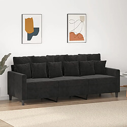 Maison Chic Canapé à 3 places,Canapé droit,Sofa de Salon,Banquette Noir 180 cm Velours -GKD528801