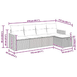 vidaXL Salon de jardin 5 pcs avec coussins noir résine tressée pas cher