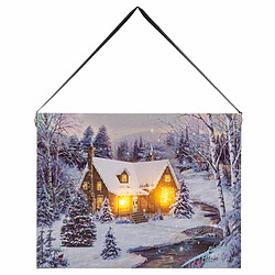 BigBuy Christmas Cadre Noël Multicouleur Bois Toile 20 x 15 x 1,8 cm